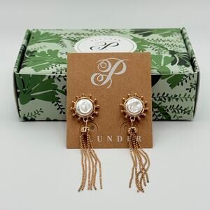 New Plunder “Jerica” Pearl and Chain Earrings (3”)